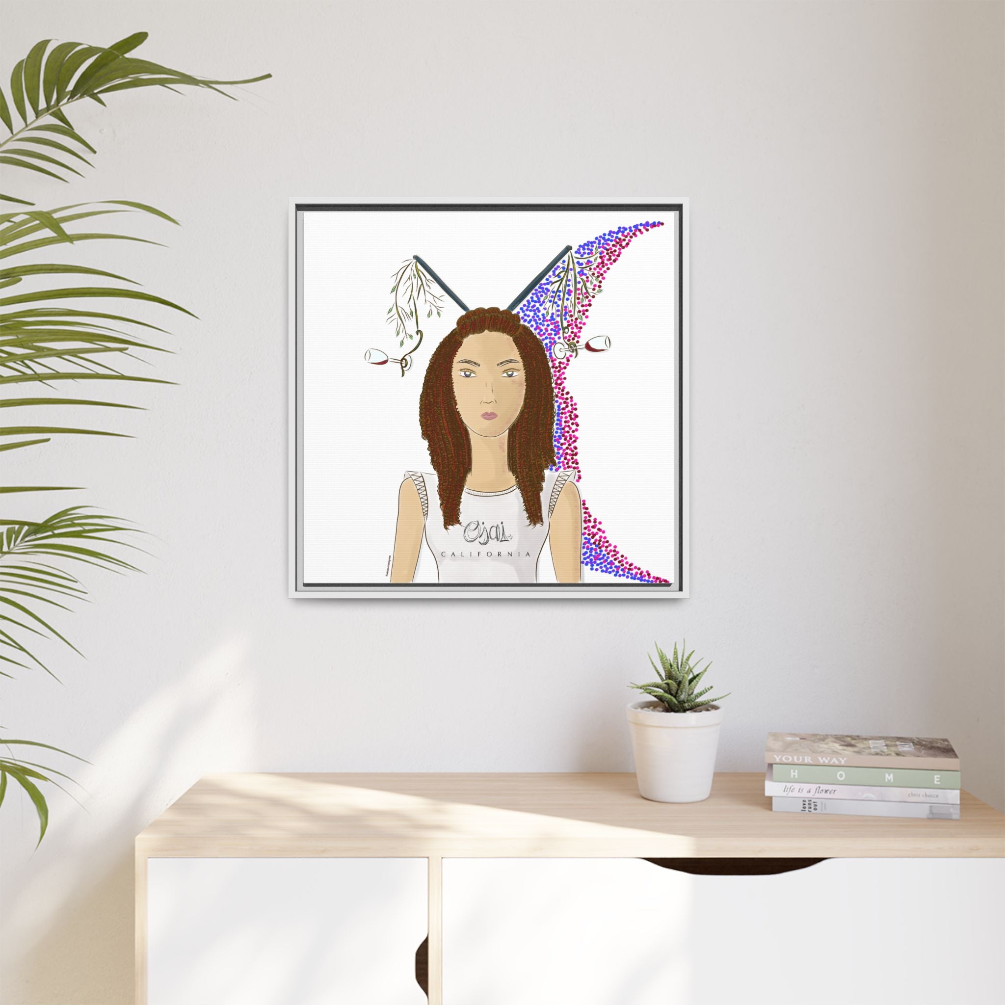 No.5 Girl with the Red Wine Glasses Framed Canvas Art Print