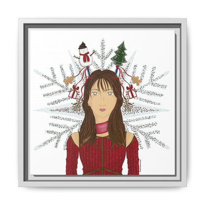 No.45 Girl with the Christmas Cheer Framed Canvas Art Print