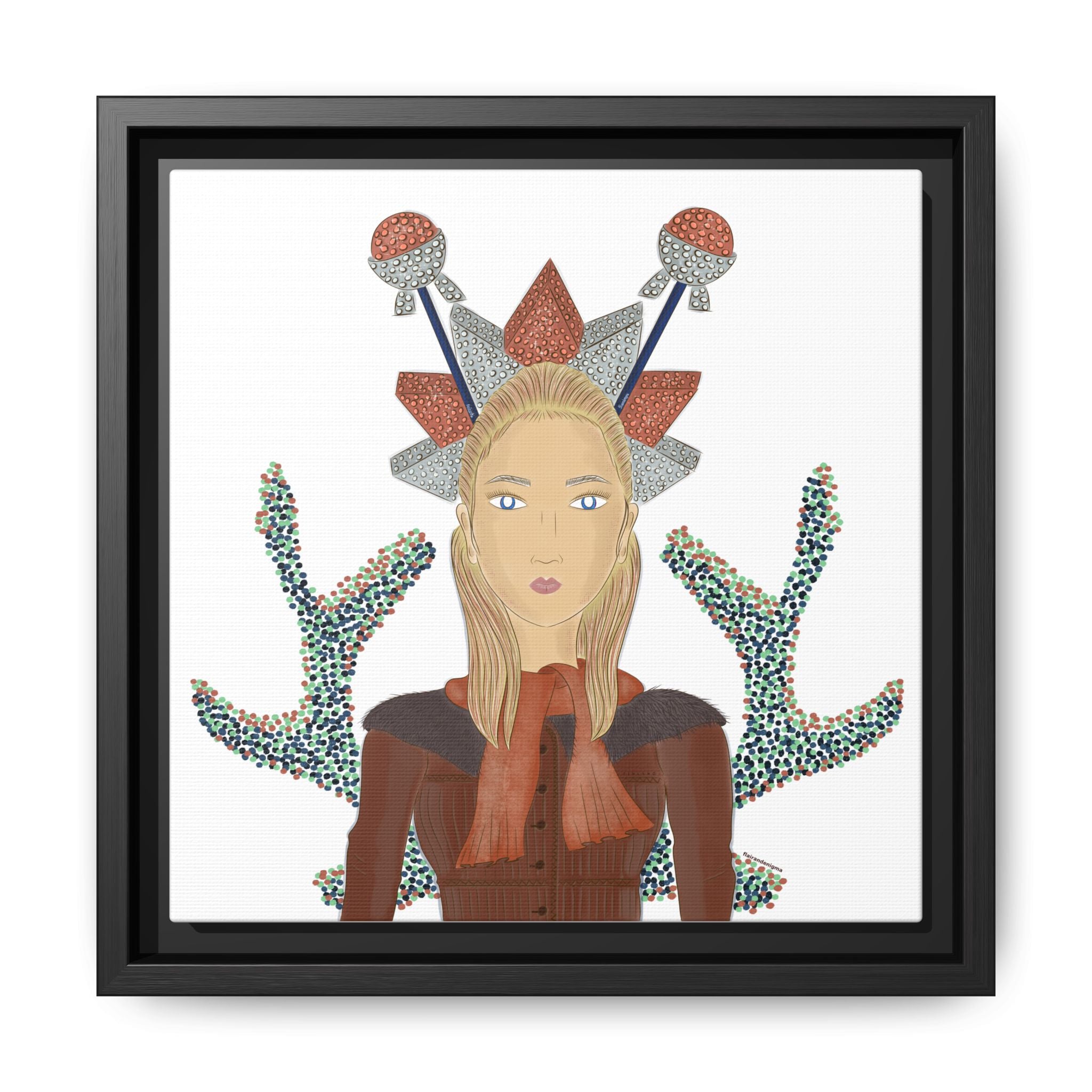 No.30 Girl with the Bling Sculpture Framed Canvas Art Print