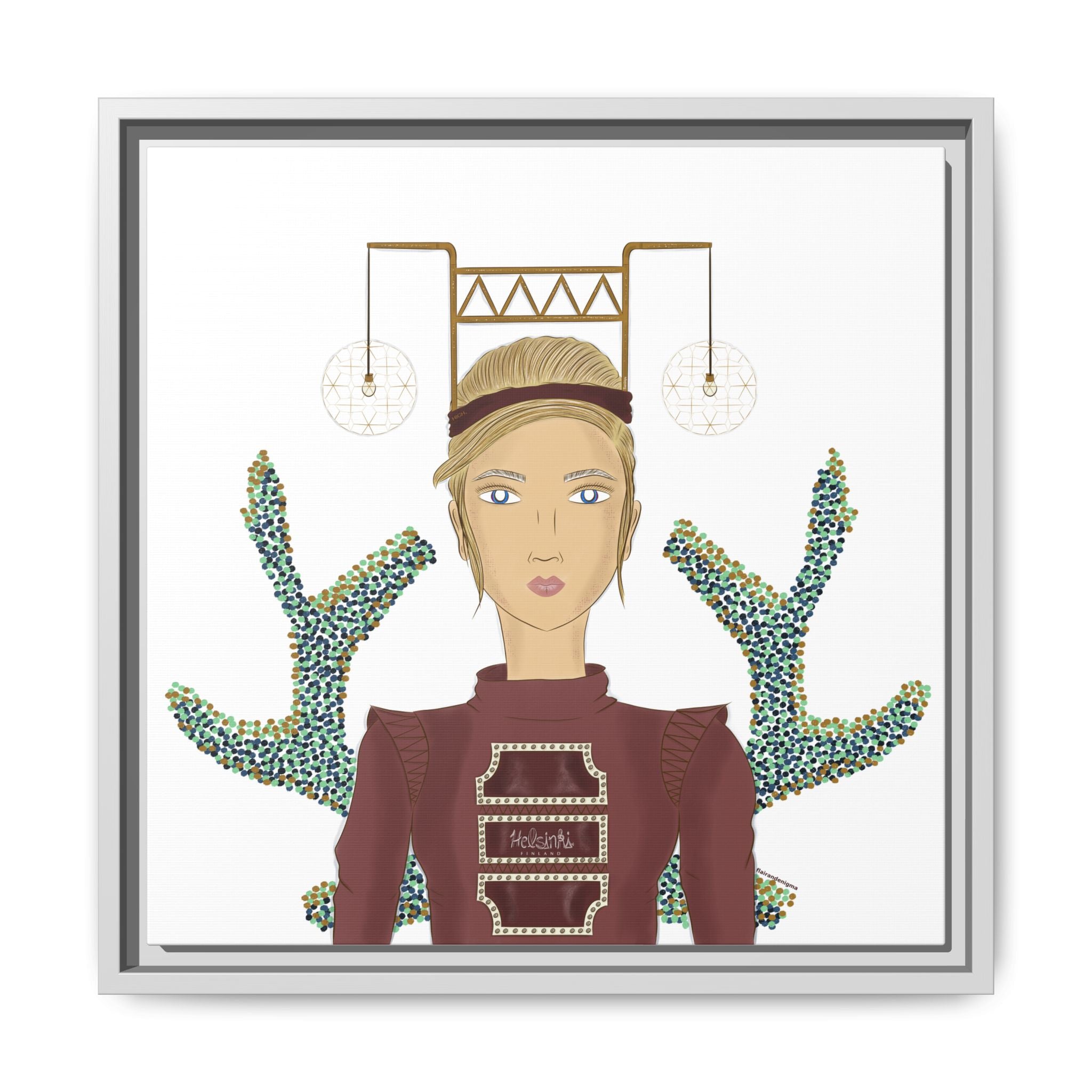 No.36 Girl with the Bar Lights Framed Canvas Art Print