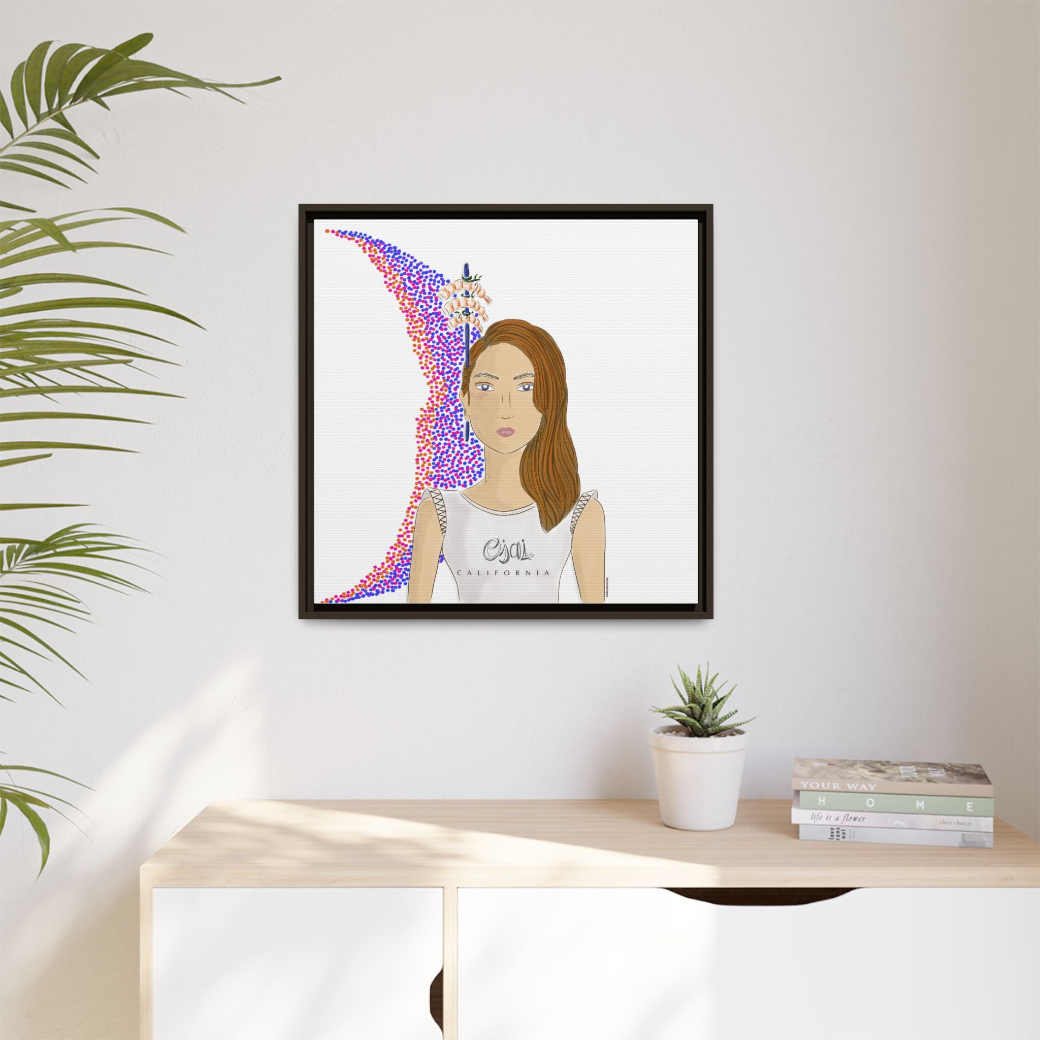 No.10 Girl with the Shrimps Framed Canvas Art Print