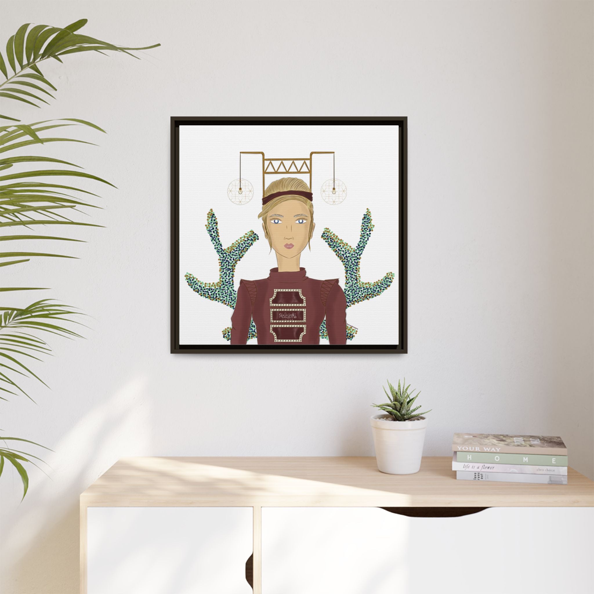 No.36 Girl with the Bar Lights Framed Canvas Art Print