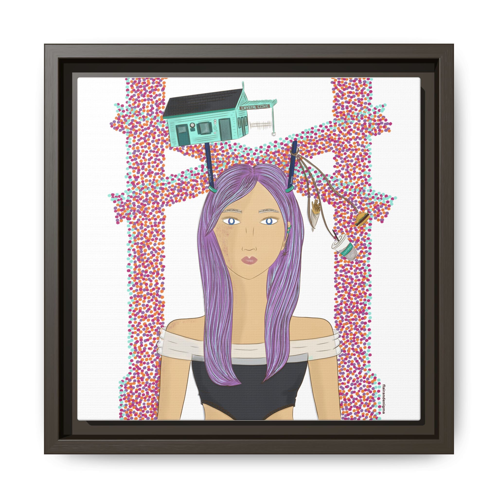 No.39 Girl with the Cove Cottage Framed Canvas Art Print