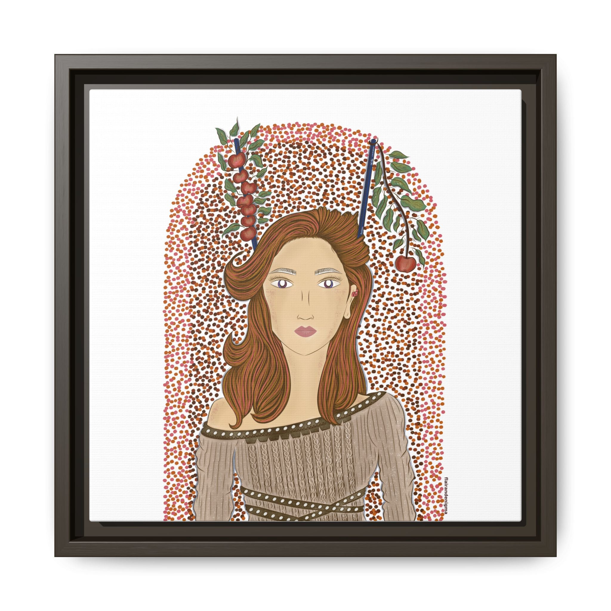 No.44 Girl with the Autumn Apples Framed Canvas Art Print