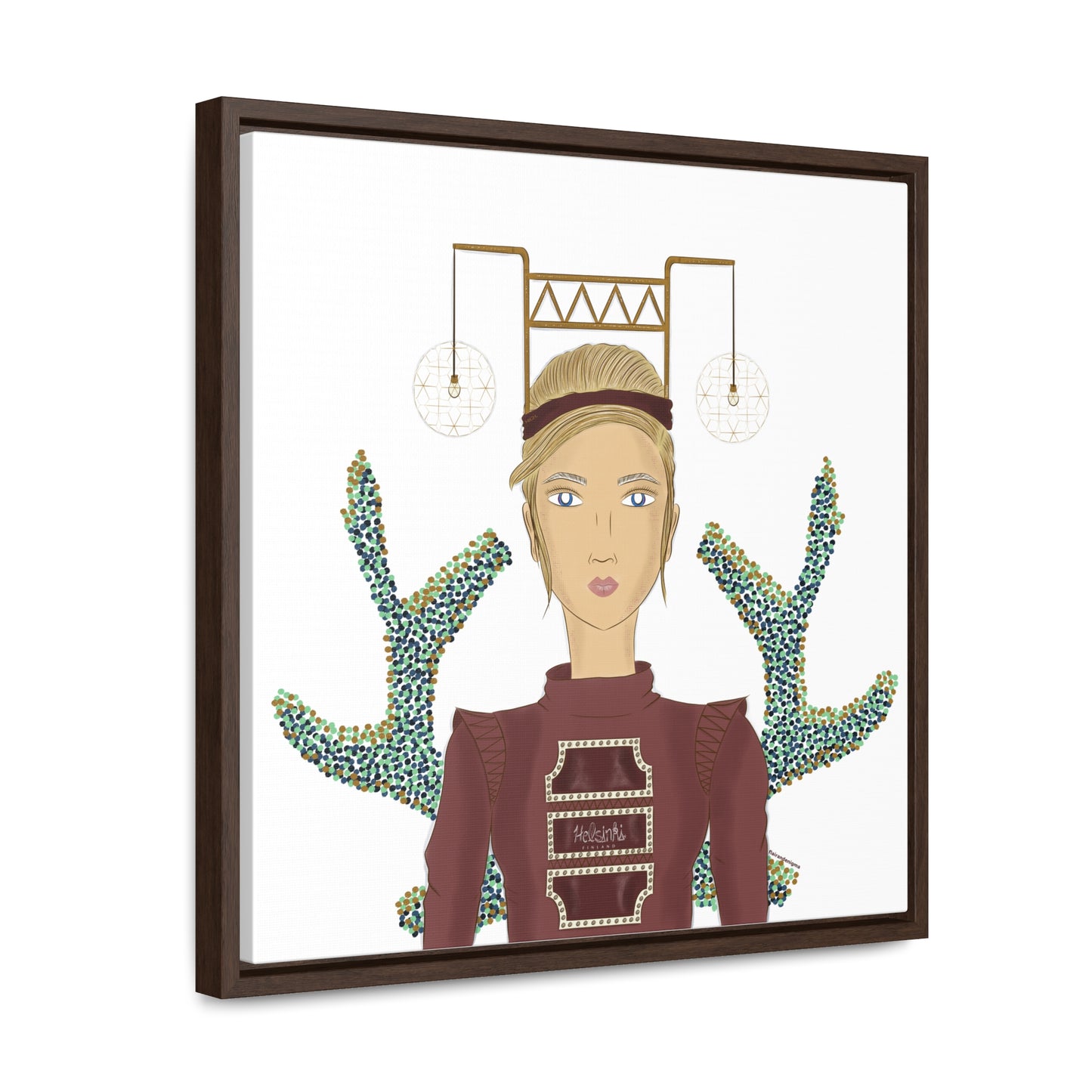 No.36 Girl with the Bar Lights Framed Canvas Art Print