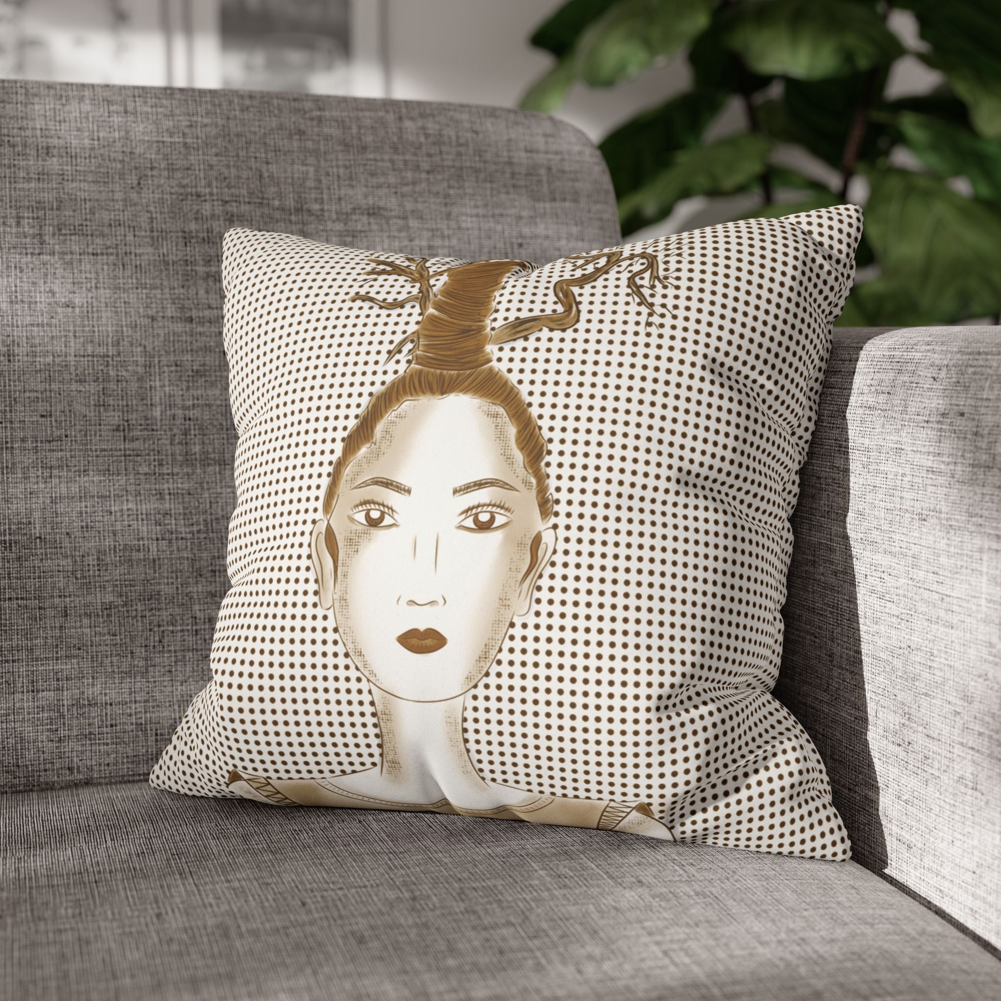 Oak Tree Branches Suede Square Pillow Cover