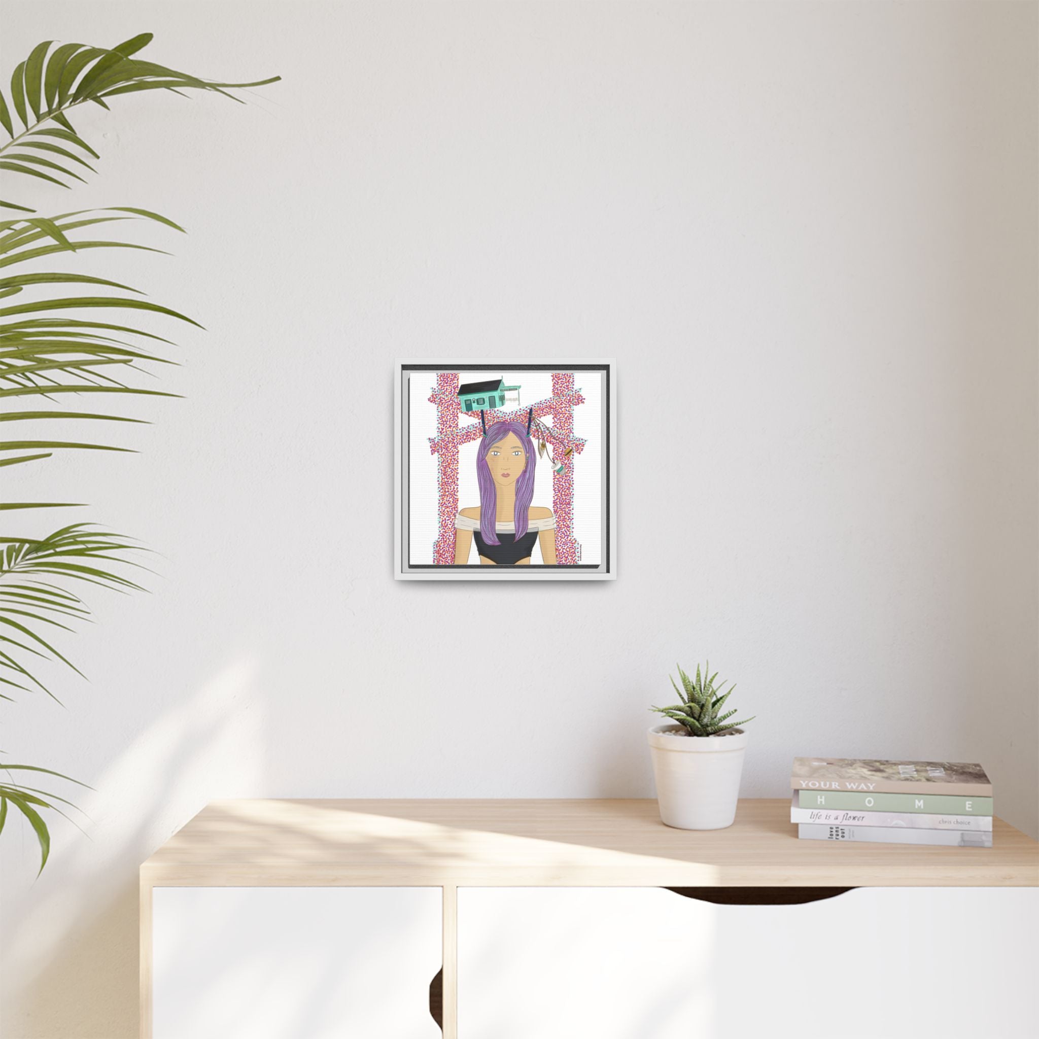 No.39 Girl with the Cove Cottage Framed Canvas Art Print