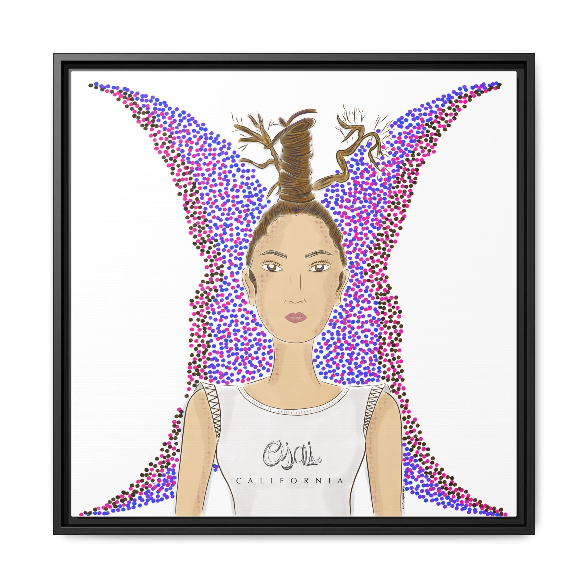 No.9 Girl with the Oak Tree Branches Framed Canvas Art Print