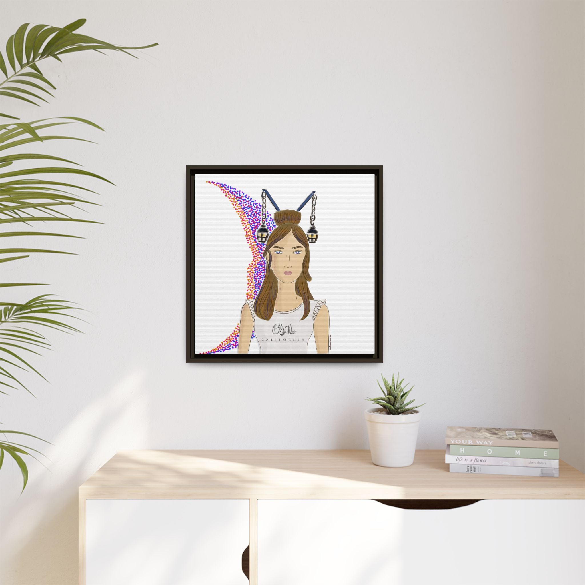 No.1 Girl with the Lanterns Framed Canvas Art Print