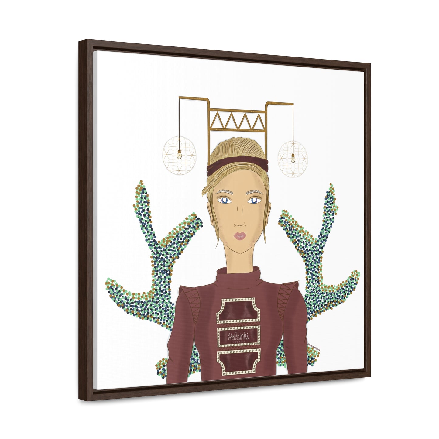 No.36 Girl with the Bar Lights Framed Canvas Art Print