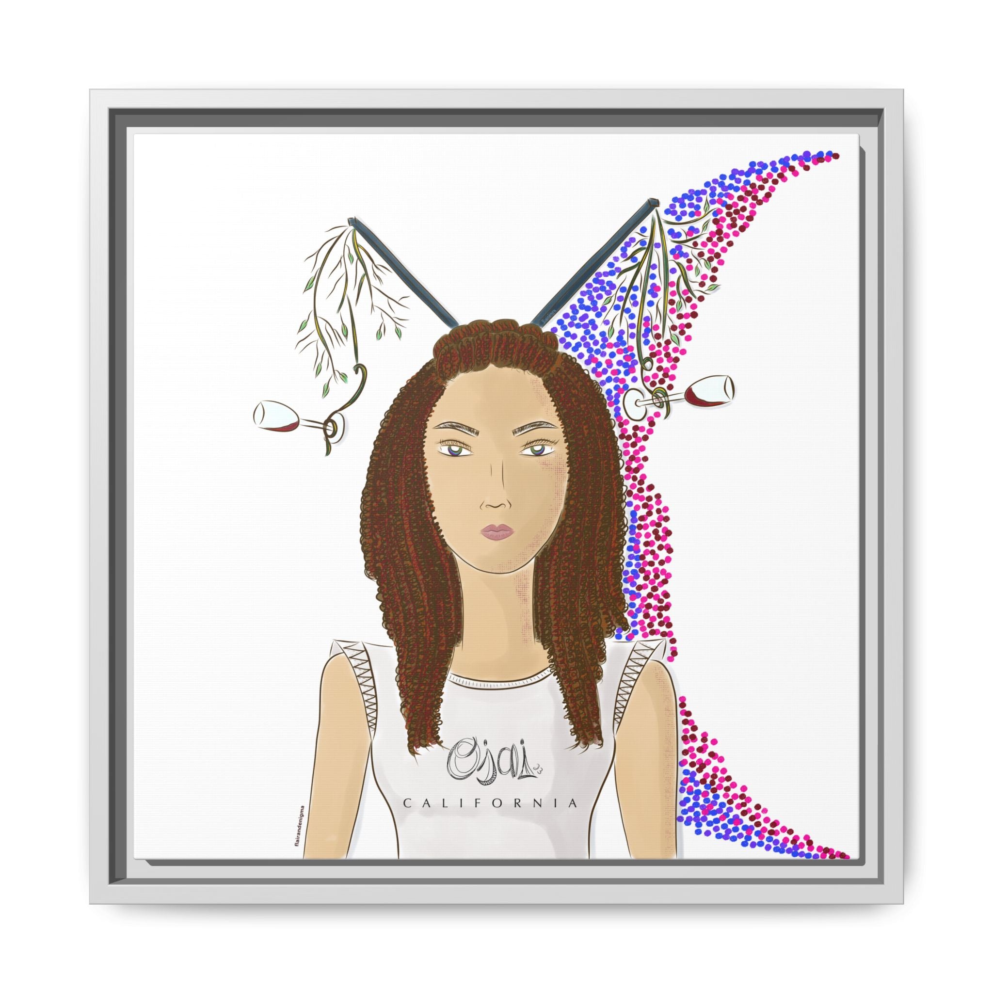 No.5 Girl with the Red Wine Glasses Framed Canvas Art Print