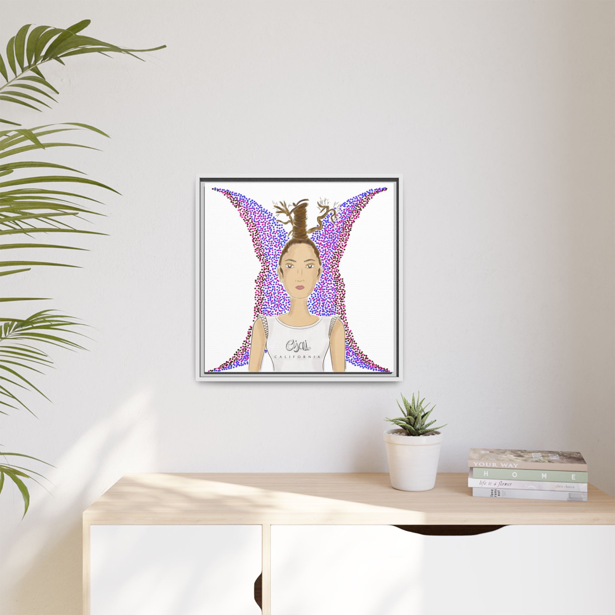 No.9 Girl with the Oak Tree Branches Framed Canvas Art Print