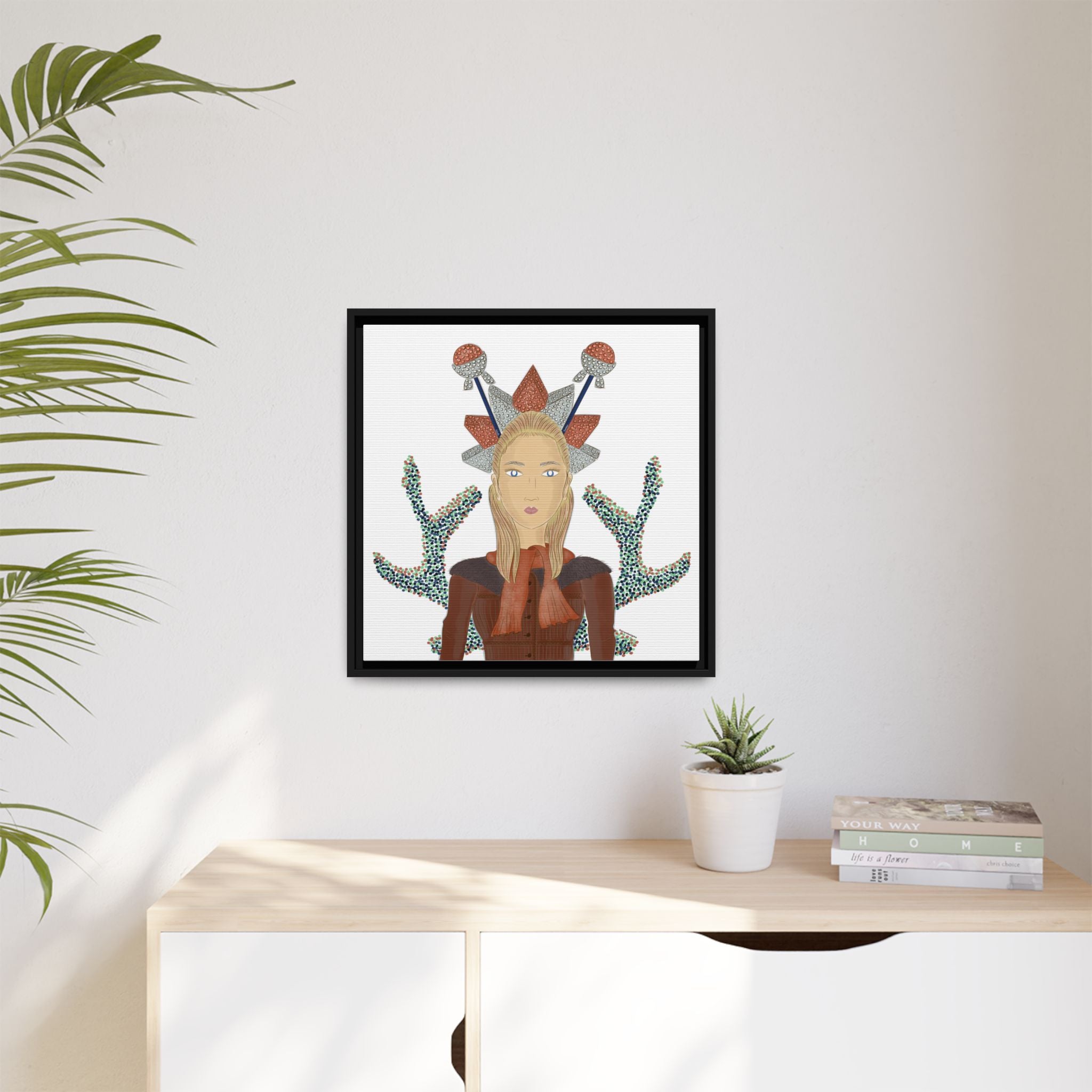 No.30 Girl with the Bling Sculpture Framed Canvas Art Print