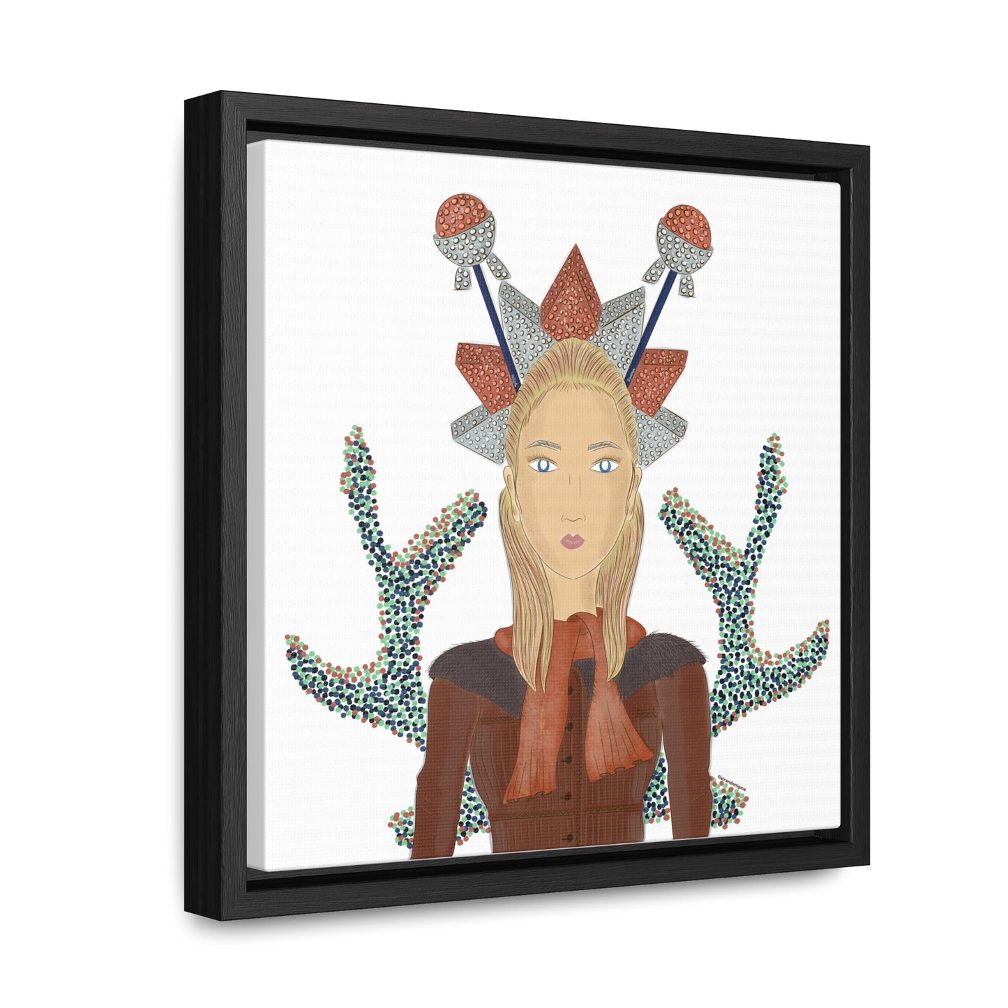 No.30 Girl with the Bling Sculpture Framed Canvas Art Print