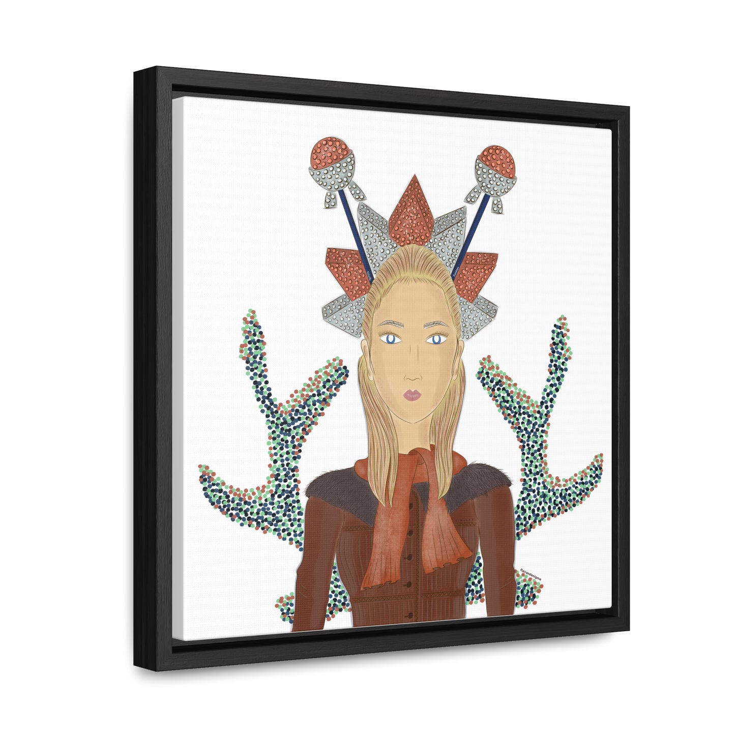 No.30 Girl with the Bling Sculpture Framed Canvas Art Print