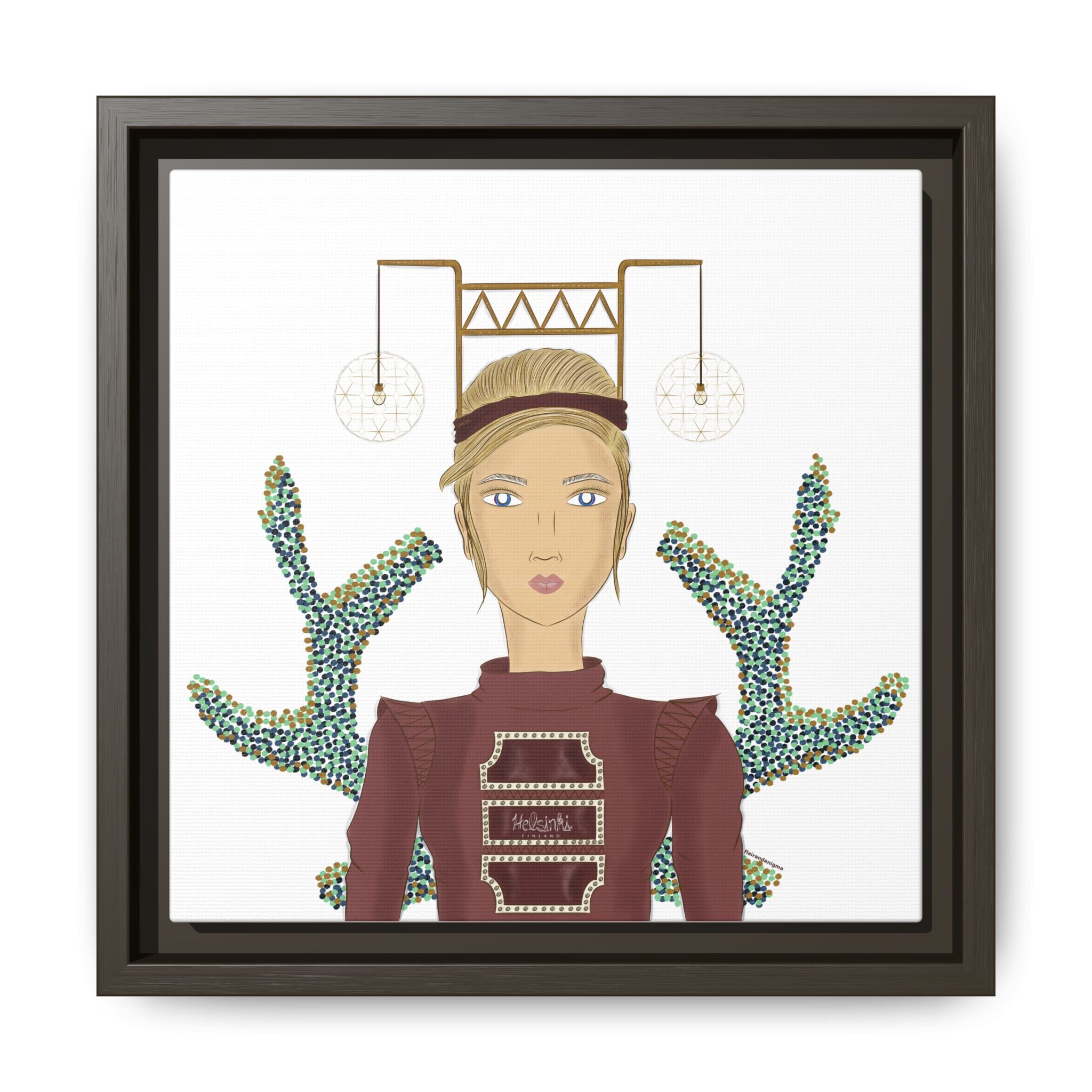 No.36 Girl with the Bar Lights Framed Canvas Art Print
