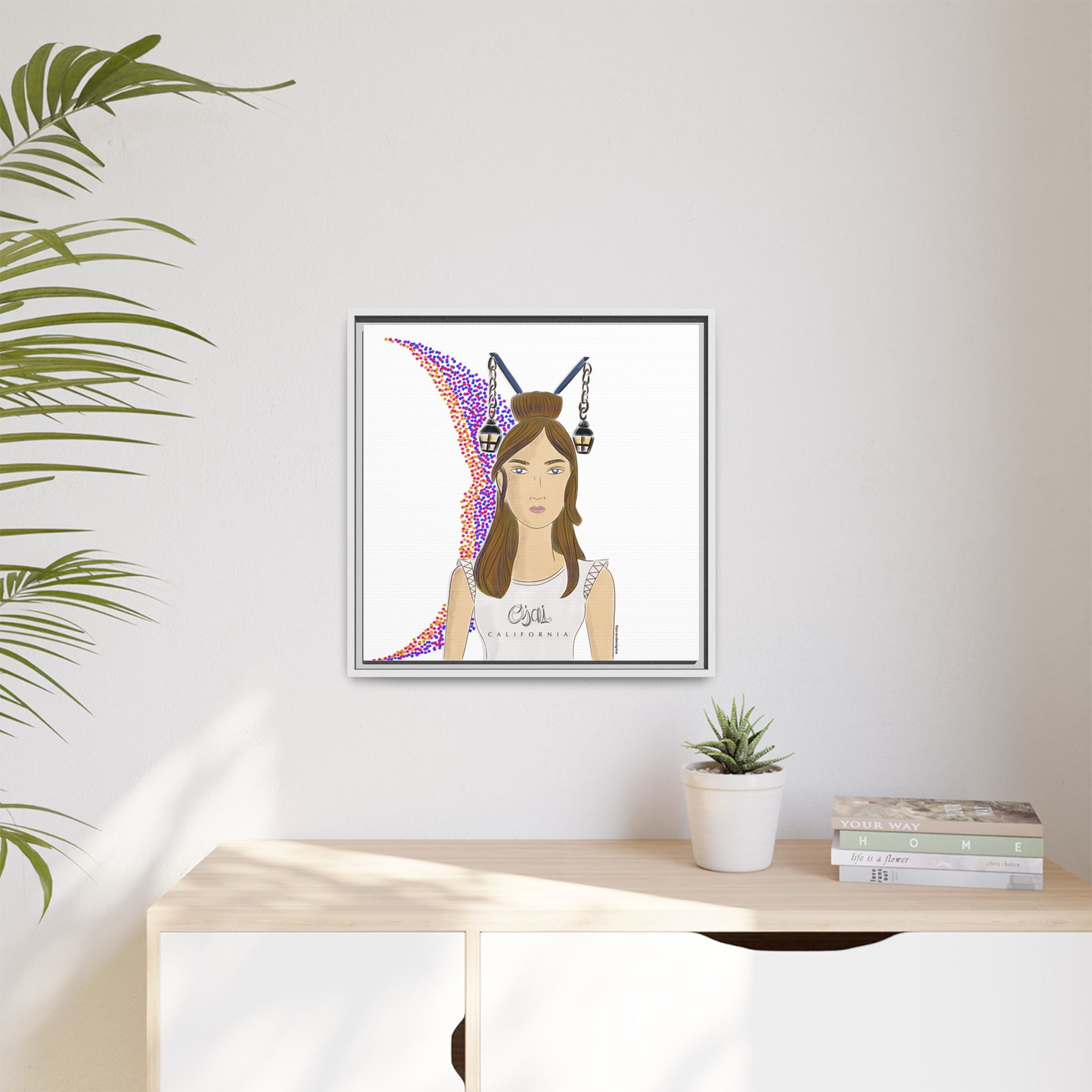 No.1 Girl with the Lanterns Framed Canvas Art Print