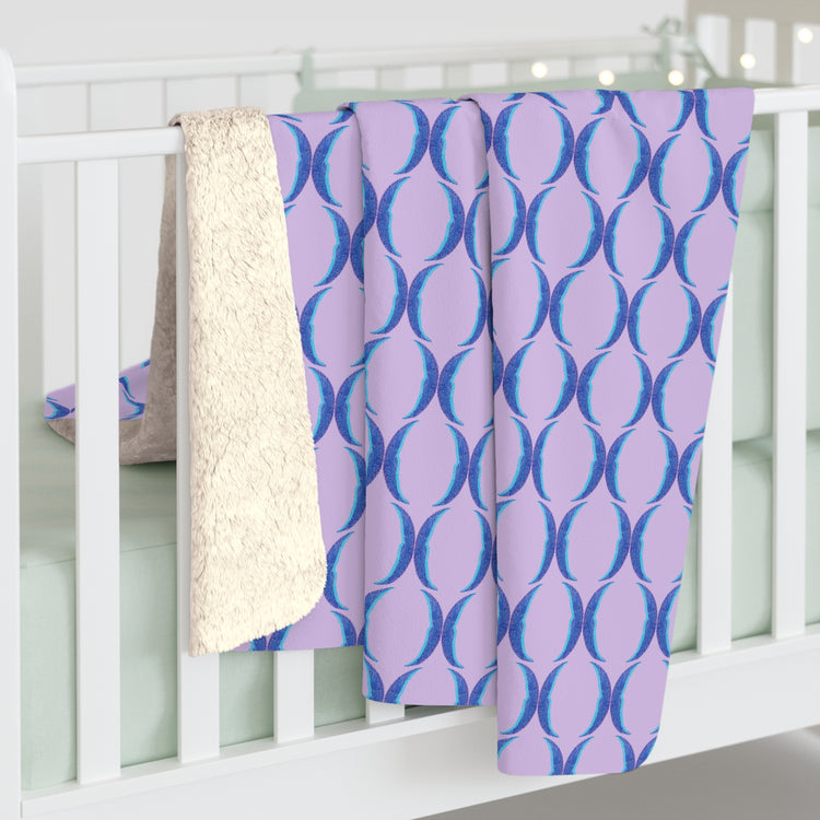 Blue Crescent Moon Sherpa Blanket
