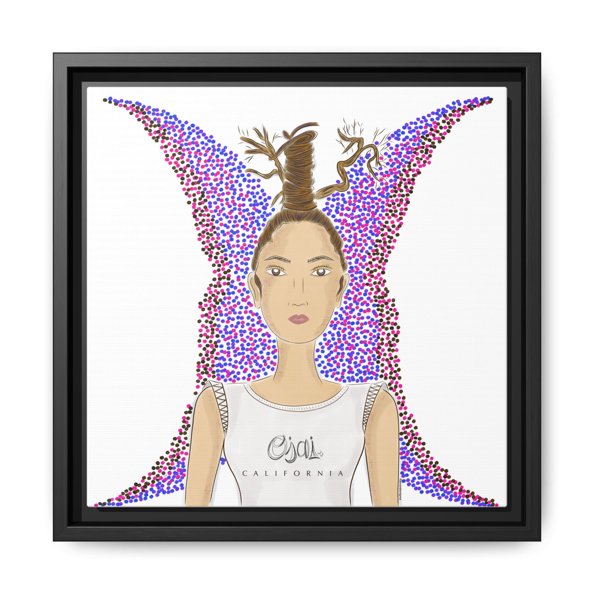 No.9 Girl with the Oak Tree Branches Framed Canvas Art Print