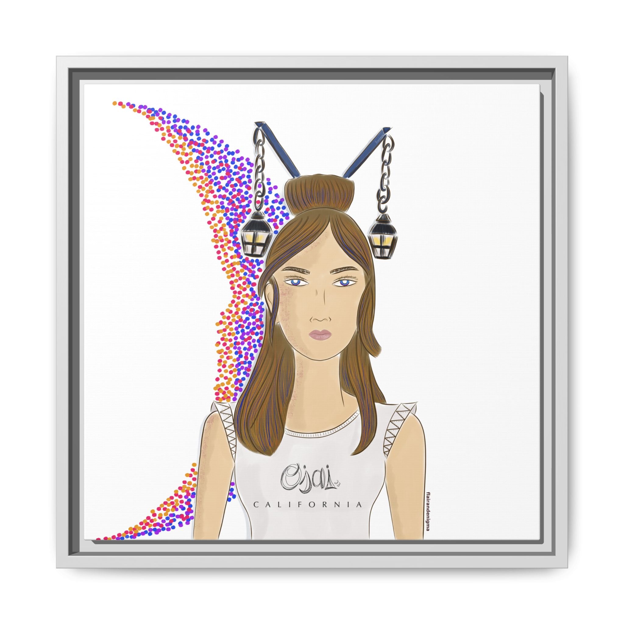 No.1 Girl with the Lanterns Framed Canvas Art Print