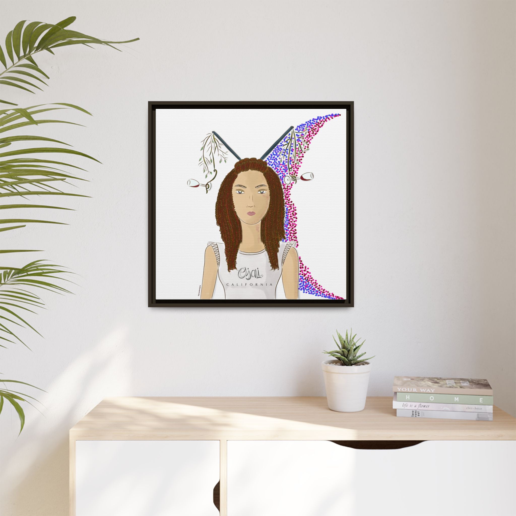 No.5 Girl with the Red Wine Glasses Framed Canvas Art Print