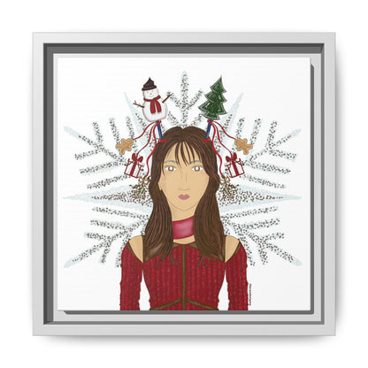 No.45 Girl with the Christmas Cheer Framed Canvas Art Print