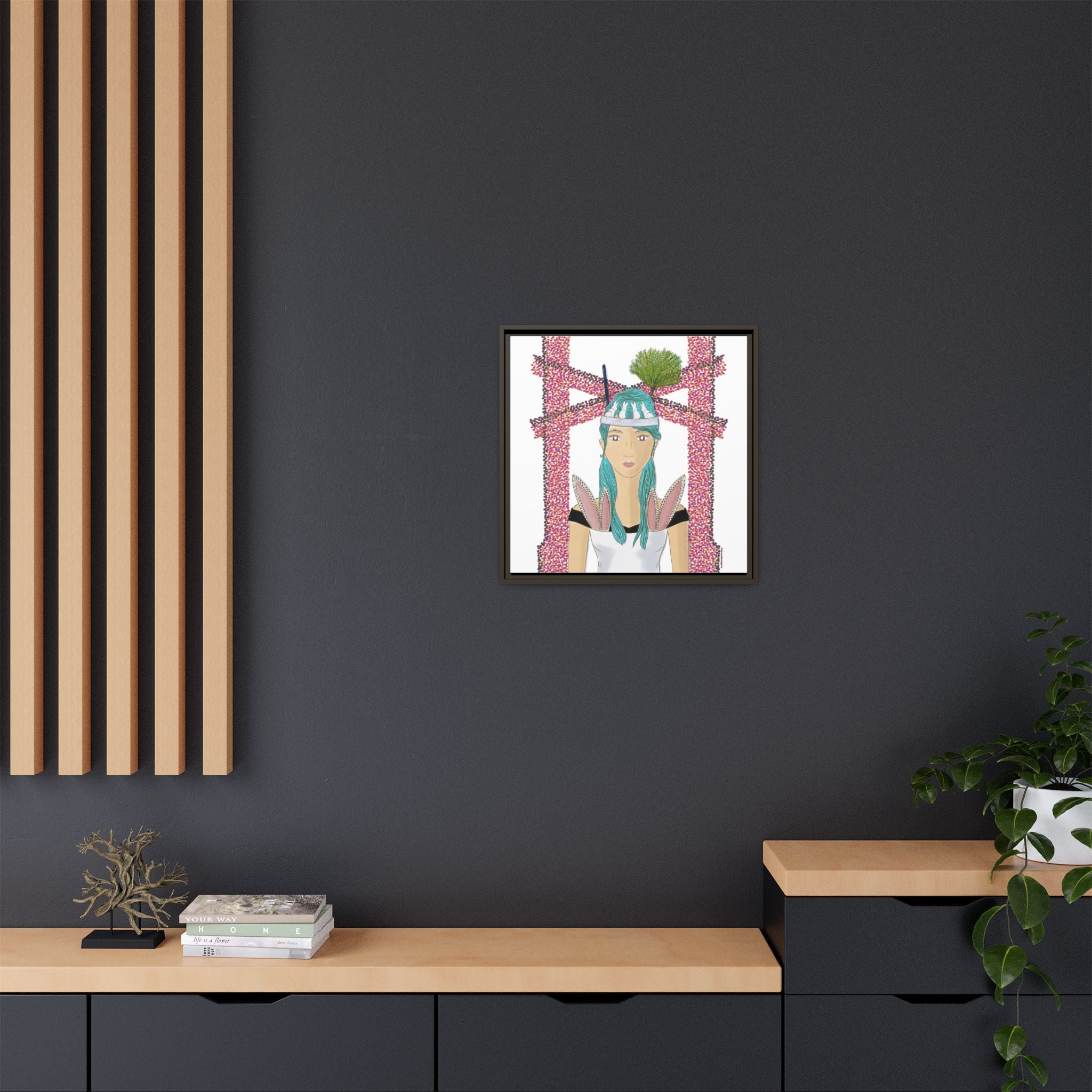 No.40 Girl with the Bunnies Framed Canvas Art Print