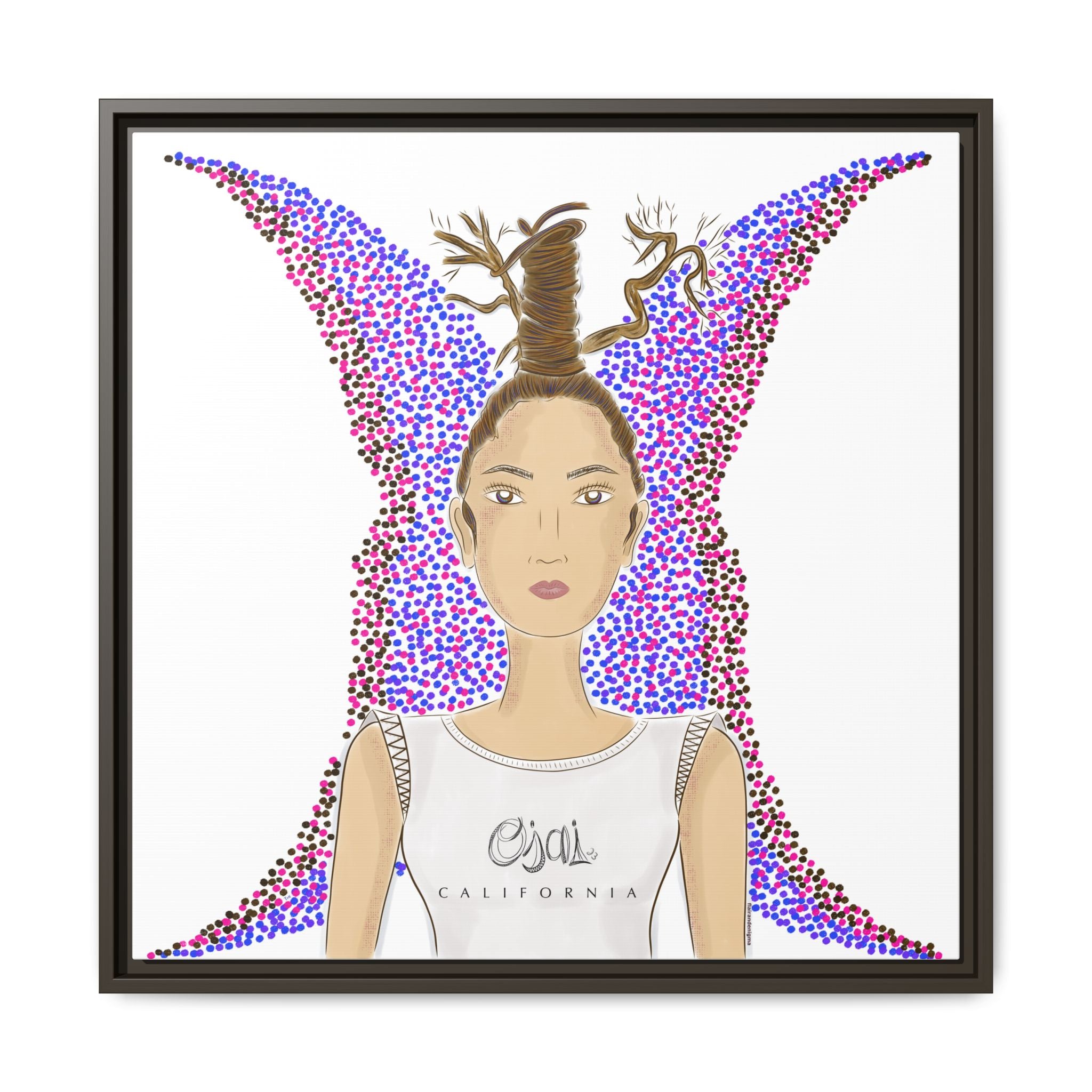 No.9 Girl with the Oak Tree Branches Framed Canvas Art Print