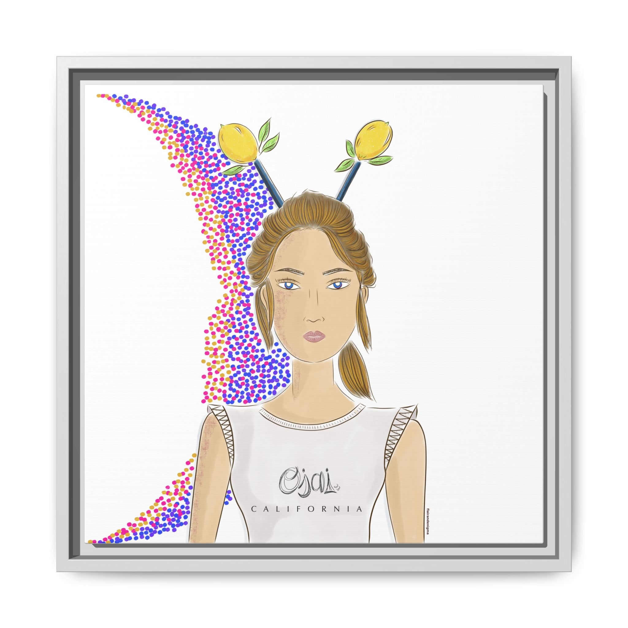 No.7 Girl with the Lemons Framed Canvas Art Print