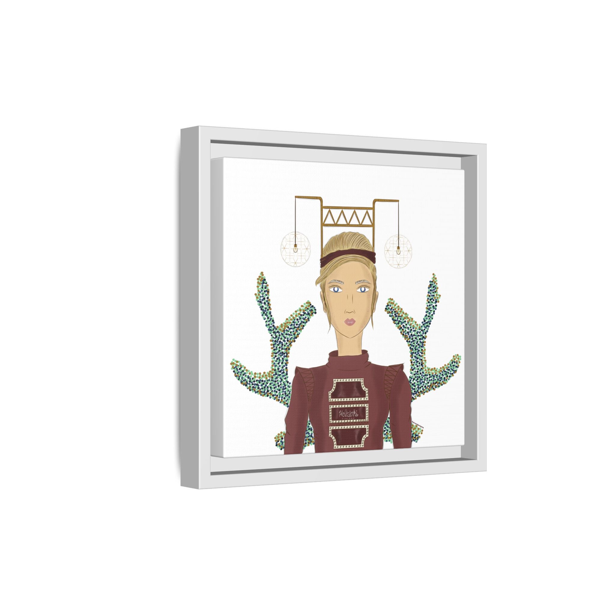 No.36 Girl with the Bar Lights Framed Canvas Art Print