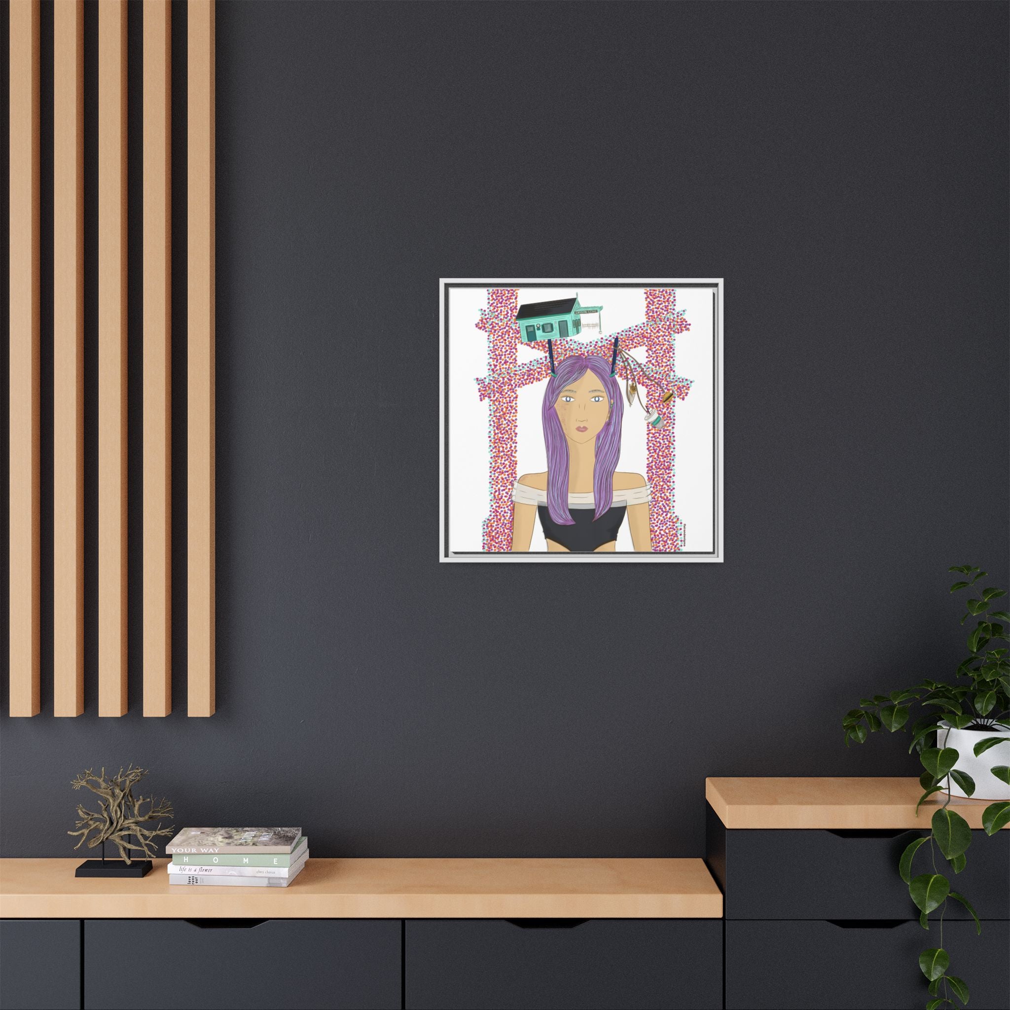 No.39 Girl with the Cove Cottage Framed Canvas Art Print