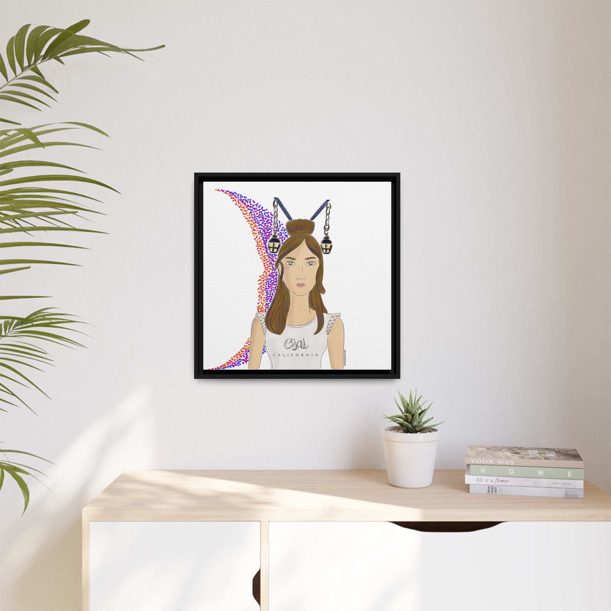 No.1 Girl with the Lanterns Framed Canvas Art Print