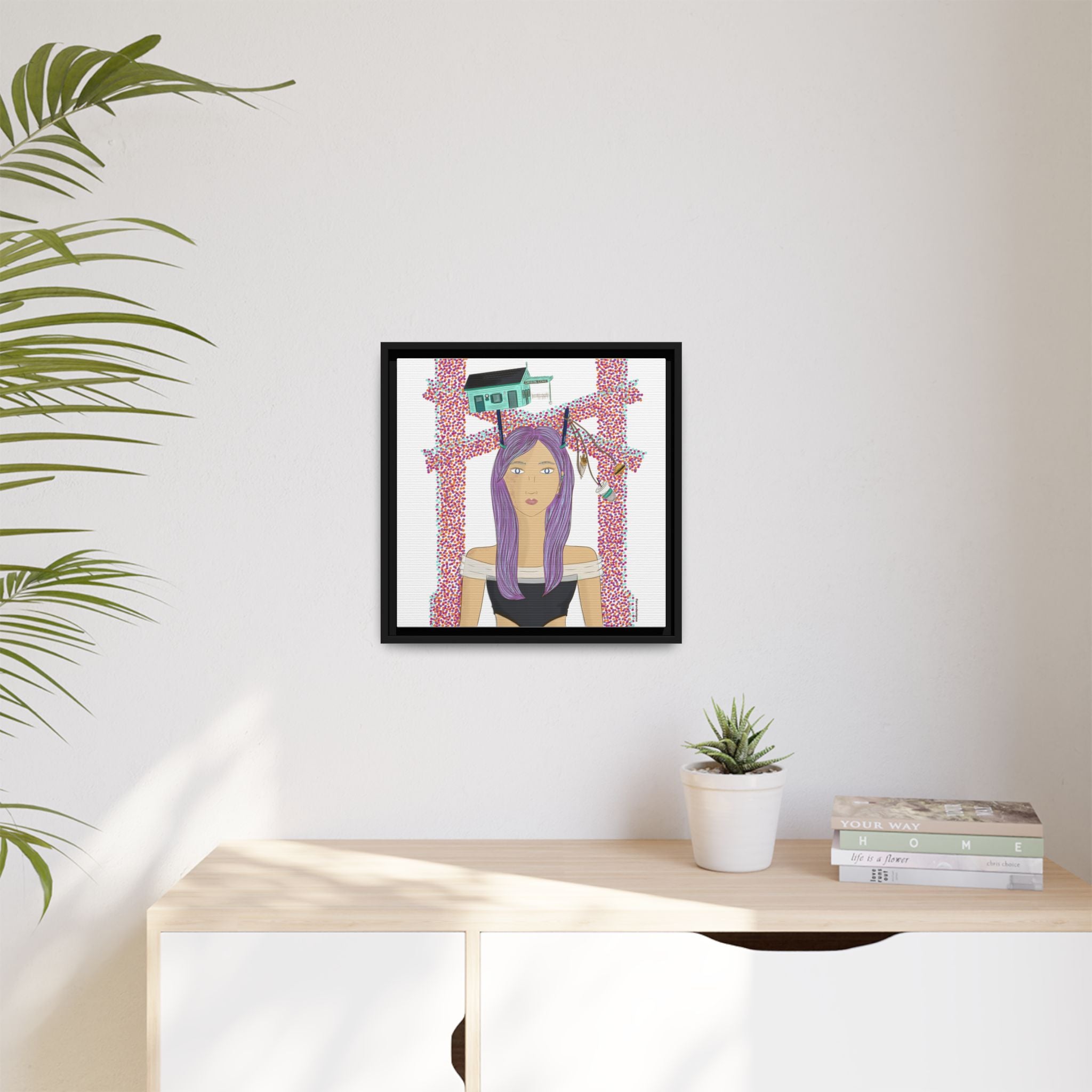 No.39 Girl with the Cove Cottage Framed Canvas Art Print