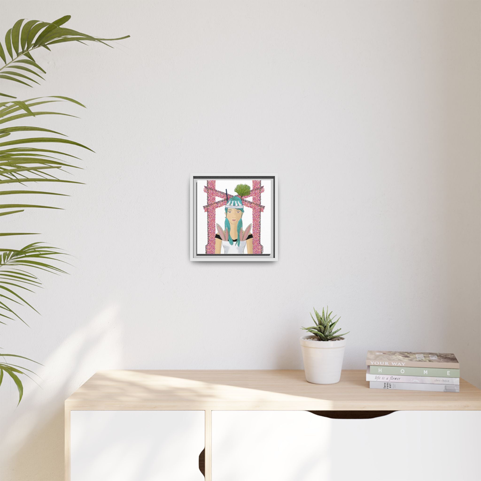 No.40 Girl with the Bunnies Framed Canvas Art Print