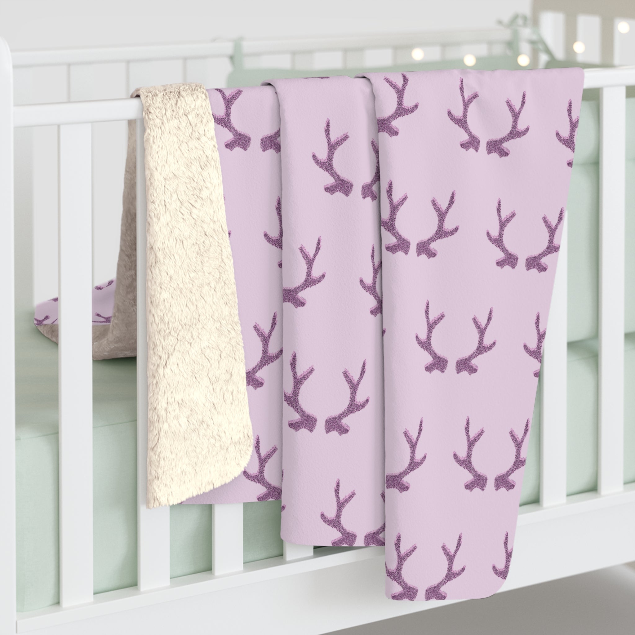 Purple Antlers Sherpa Blanket