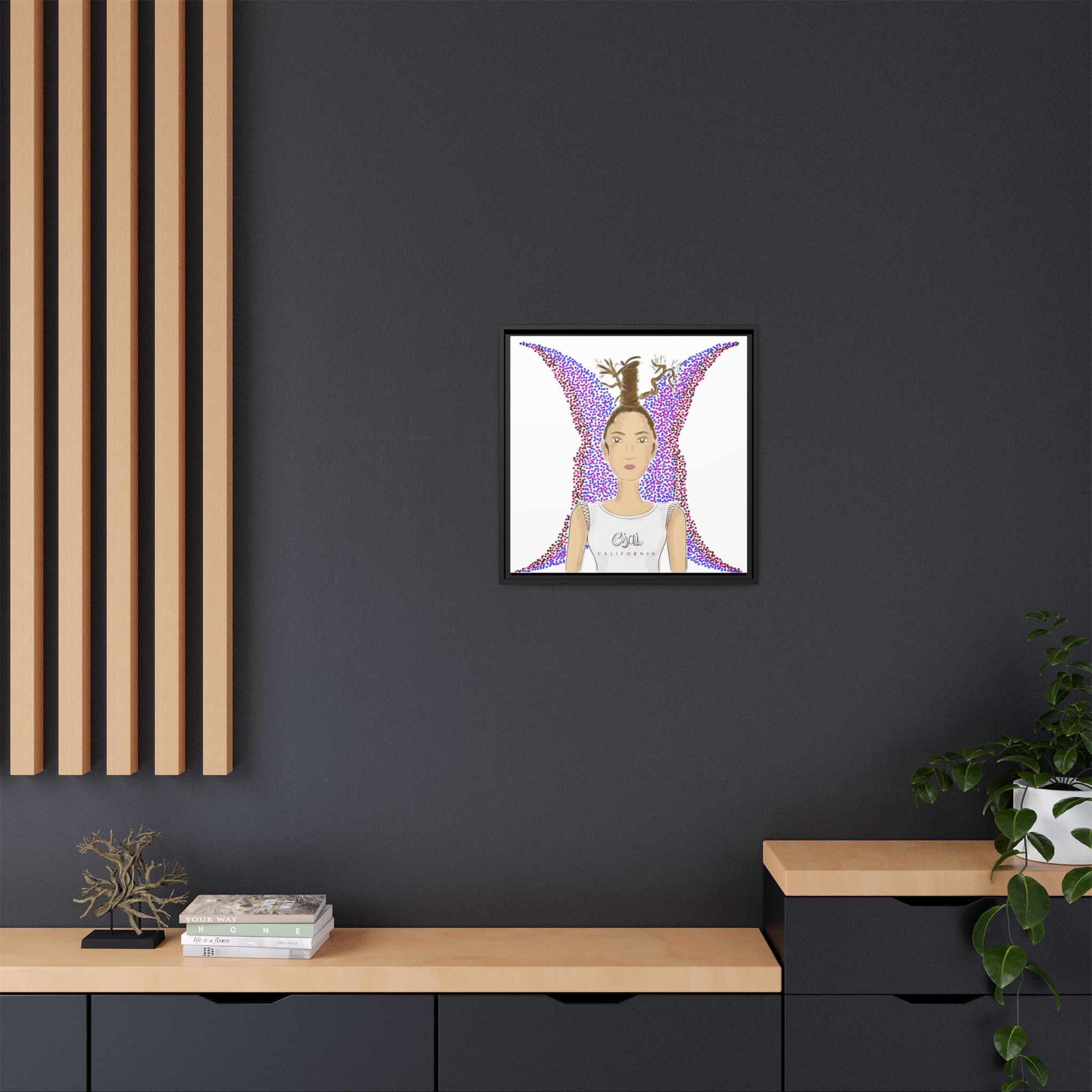 No.9 Girl with the Oak Tree Branches Framed Canvas Art Print