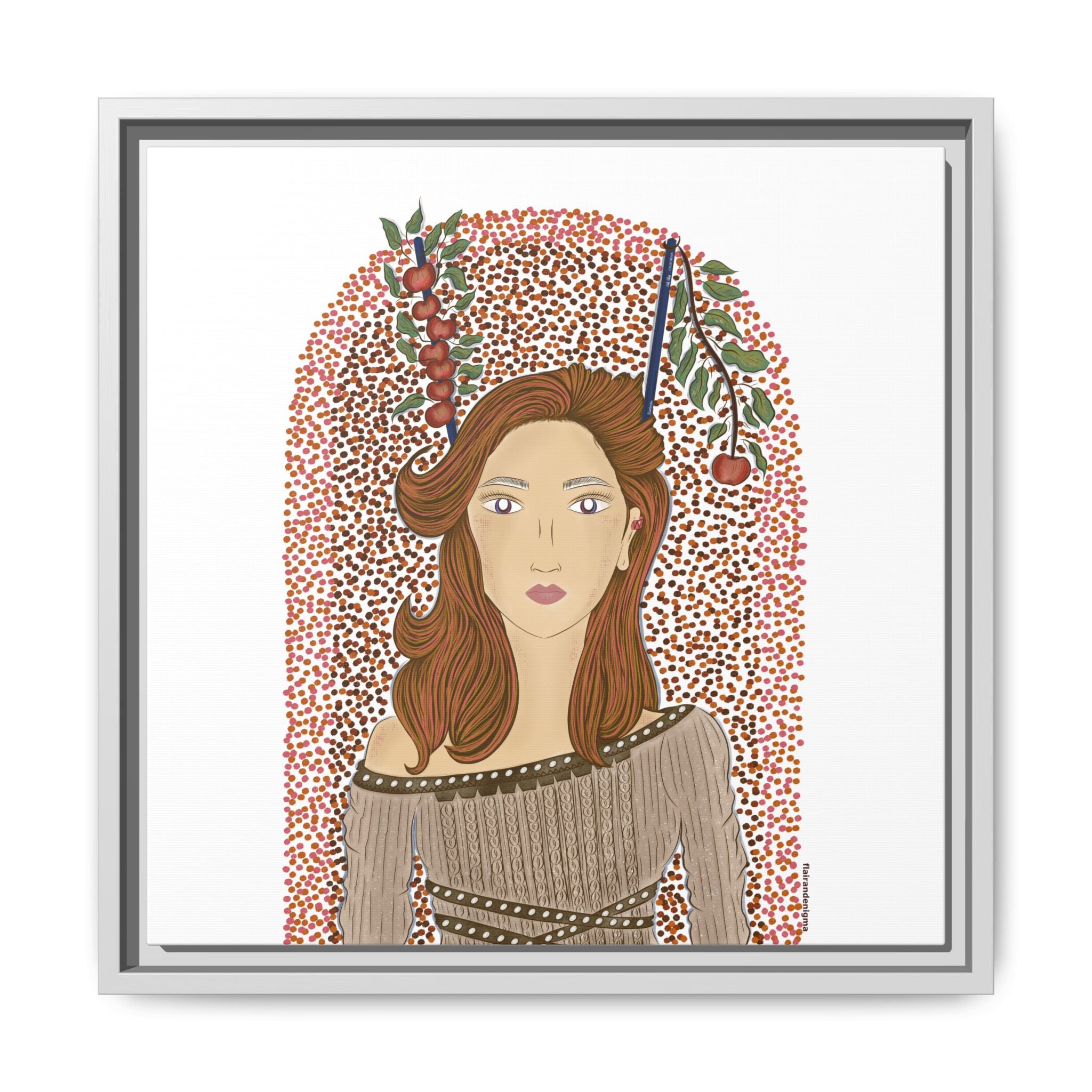 No.44 Girl with the Autumn Apples Framed Canvas Art Print