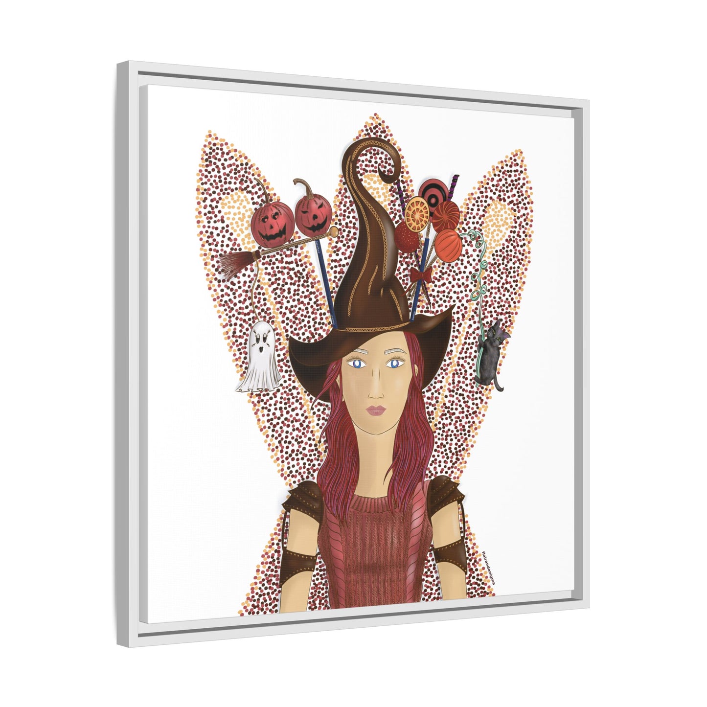 No.46 Girl with the Witch's Hat Framed Canvas Art Print