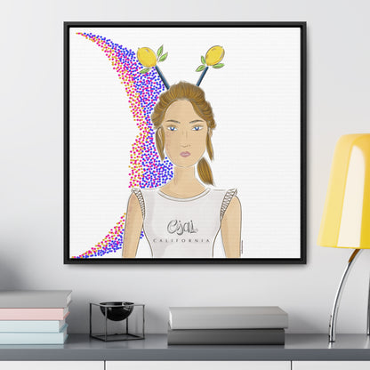 No.7 Girl with the Lemons Framed Canvas Art Print