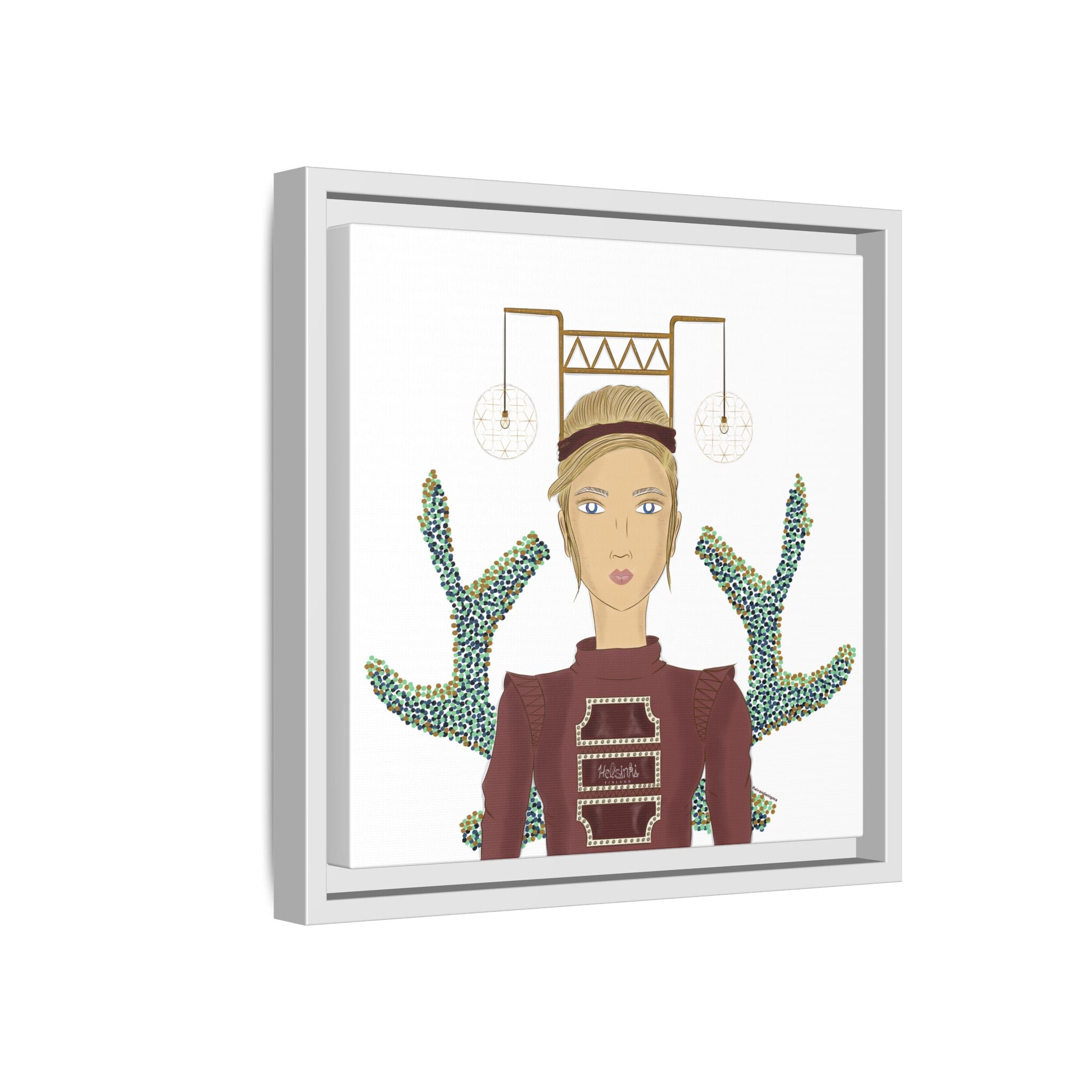 No.36 Girl with the Bar Lights Framed Canvas Art Print