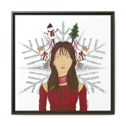 No.45 Girl with the Christmas Cheer Framed Canvas Art Print