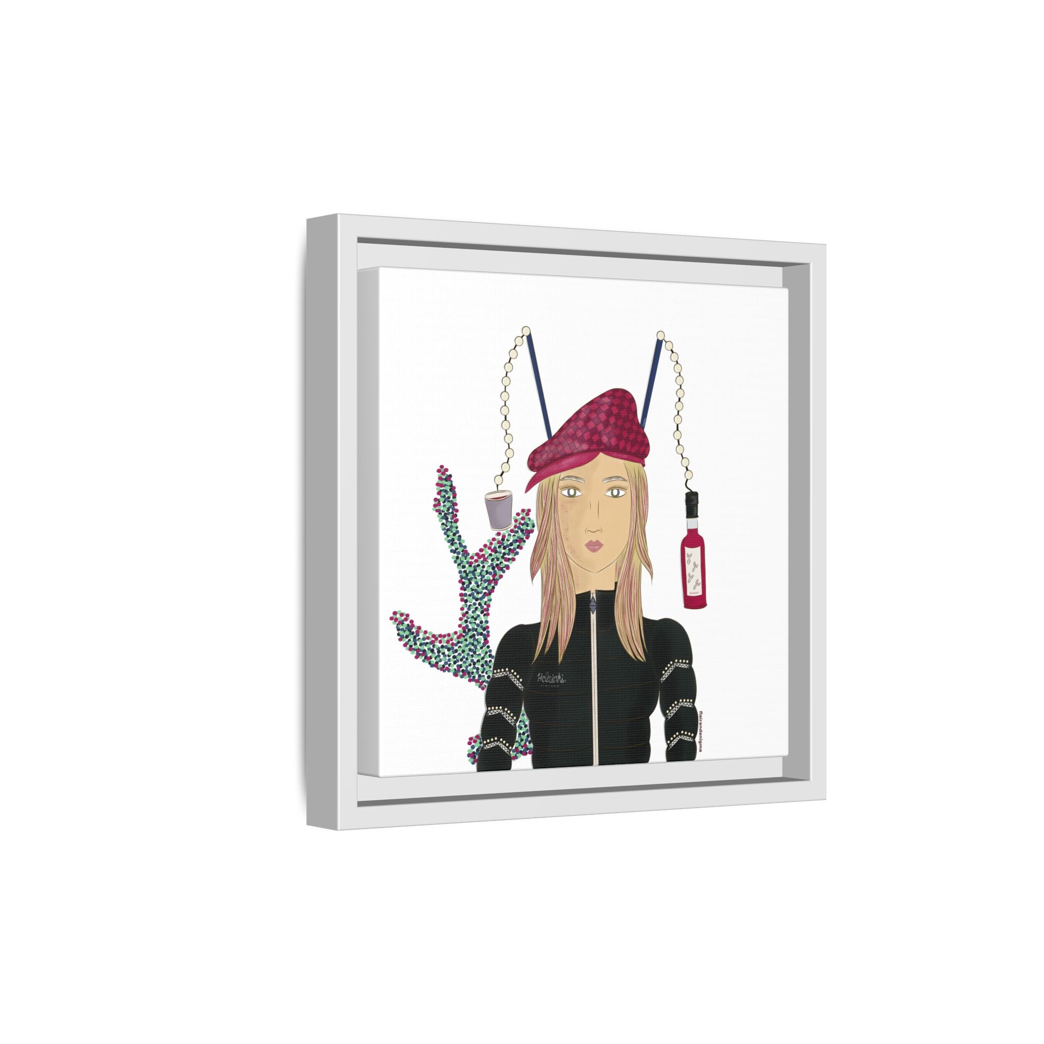 No.34 Girl with the Strawberry Mulled Wine Framed Canvas Art Print