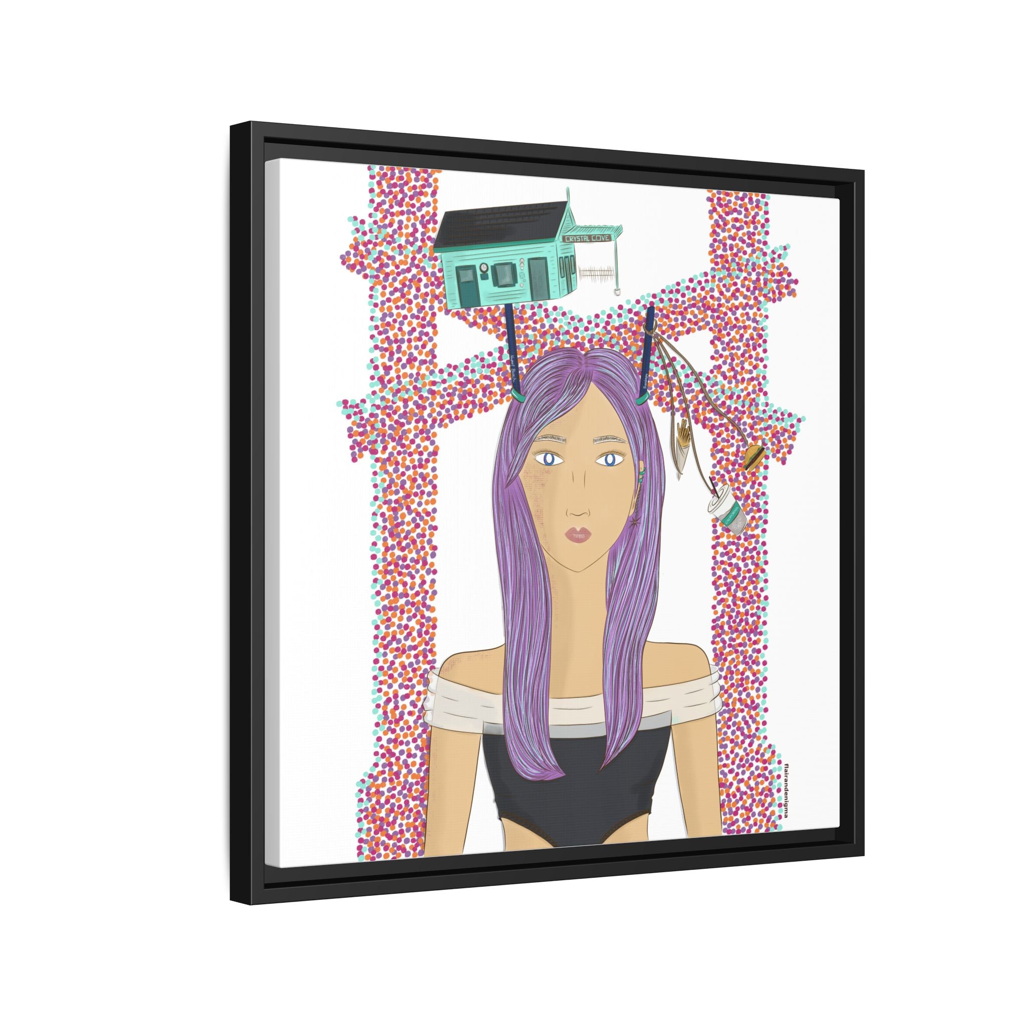 No.39 Girl with the Cove Cottage Framed Canvas Art Print