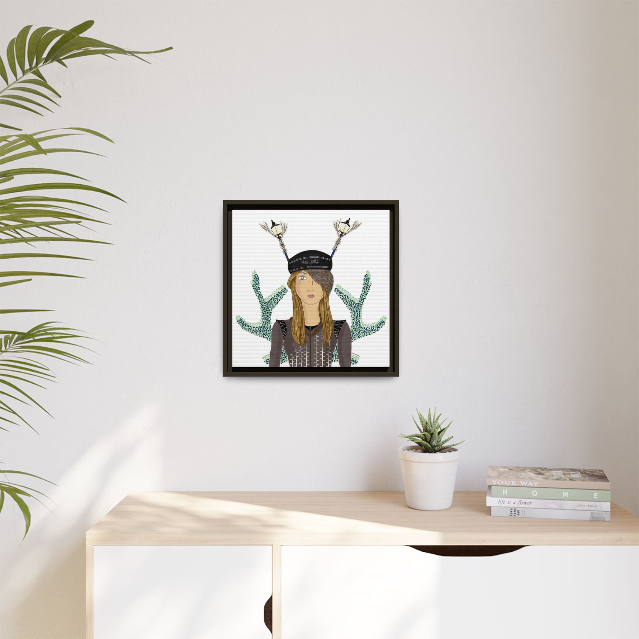 No.33 Girl with the Street Light Lampposts Framed Canvas Art Print