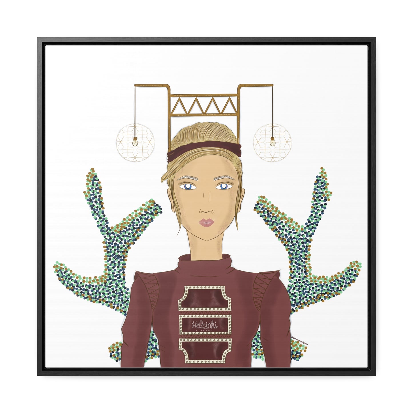 No.36 Girl with the Bar Lights Framed Canvas Art Print