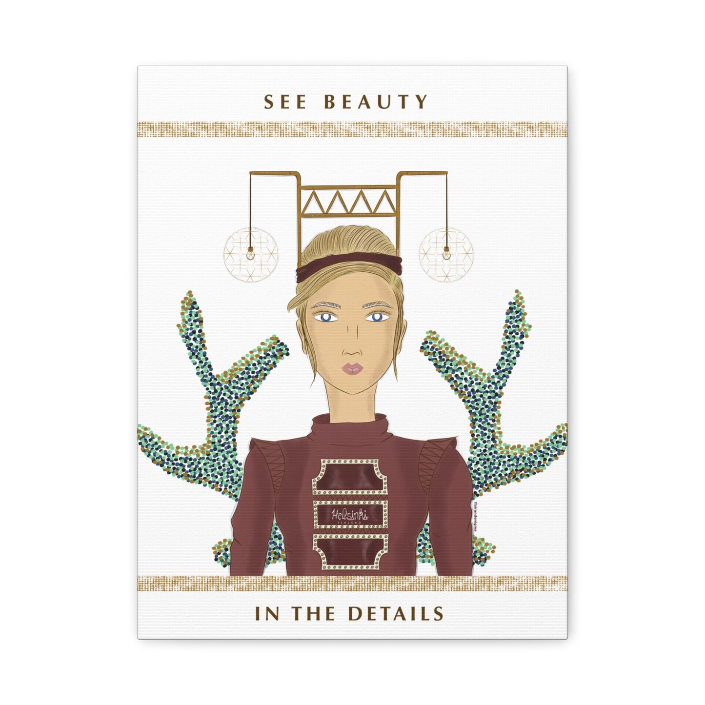 No.36 Girl with the Bar Lights Canvas Art Print