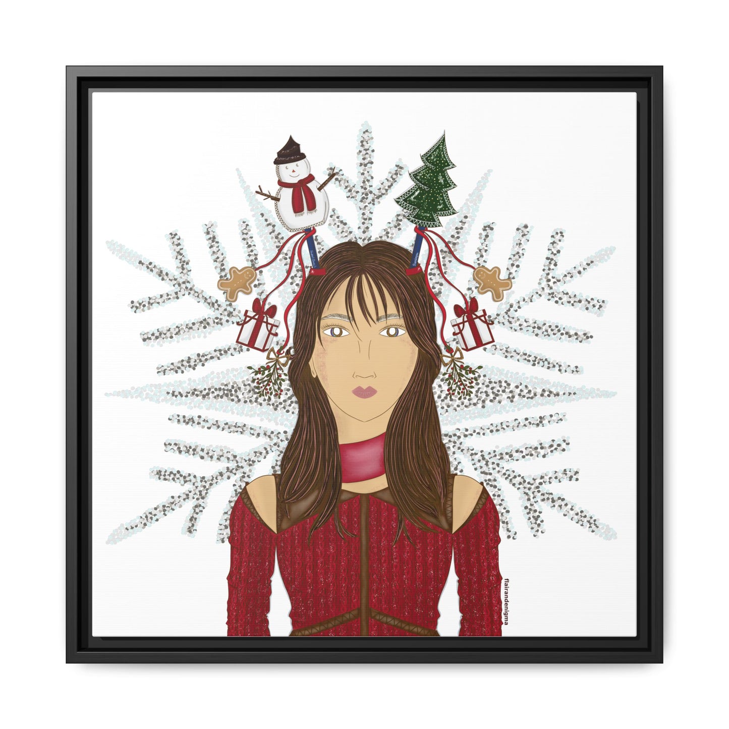 No.45 Girl with the Christmas Cheer Framed Canvas Art Print