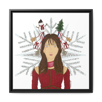 No.45 Girl with the Christmas Cheer Framed Canvas Art Print