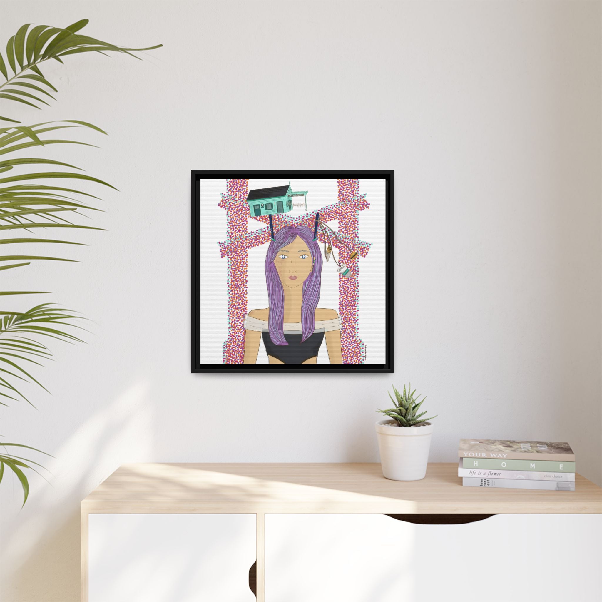 No.39 Girl with the Cove Cottage Framed Canvas Art Print