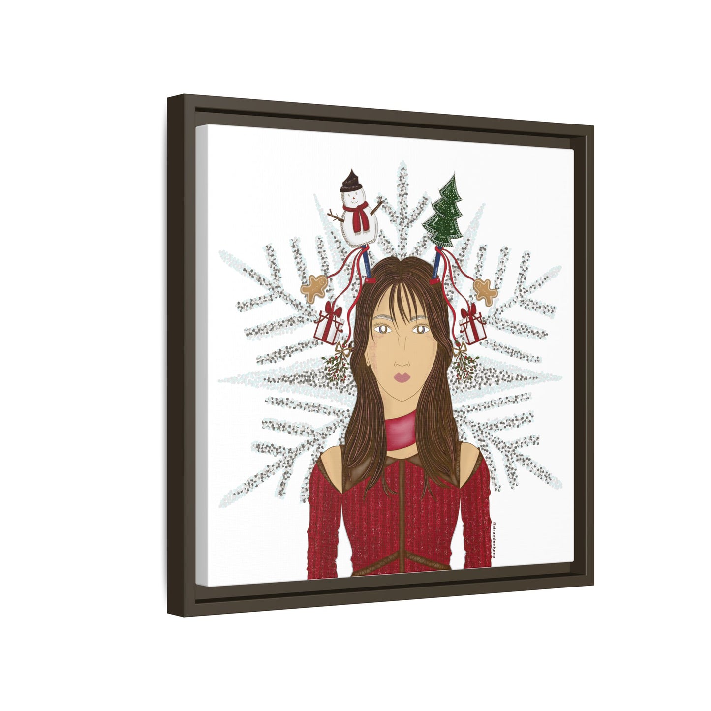 No.45 Girl with the Christmas Cheer Framed Canvas Art Print